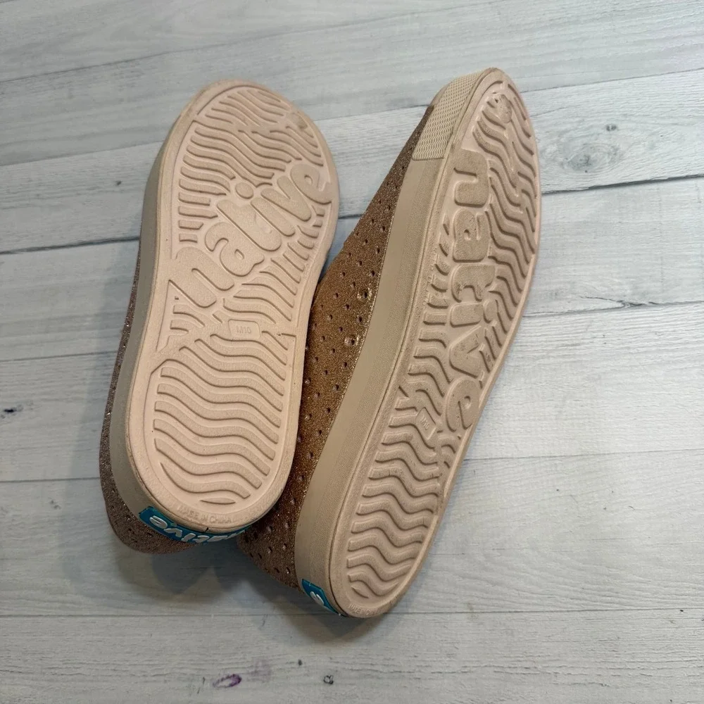 Native Shoes men's Jefferson‎ Bling Slip-On Shoe gold men's 10